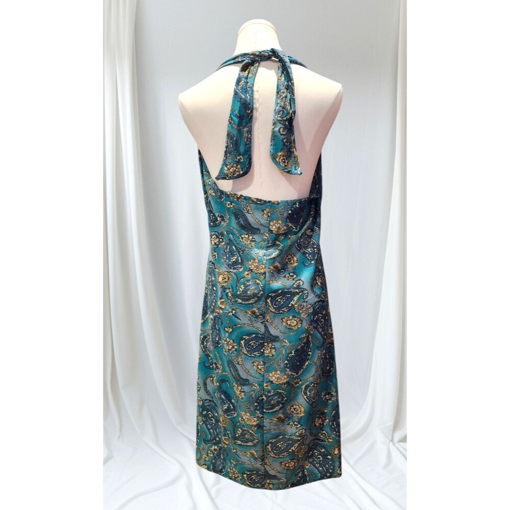 VTG Y2K 90s Jonathan Martin Halter Babydoll‎ Dress Paisley V-Neck Junior's Sz 11